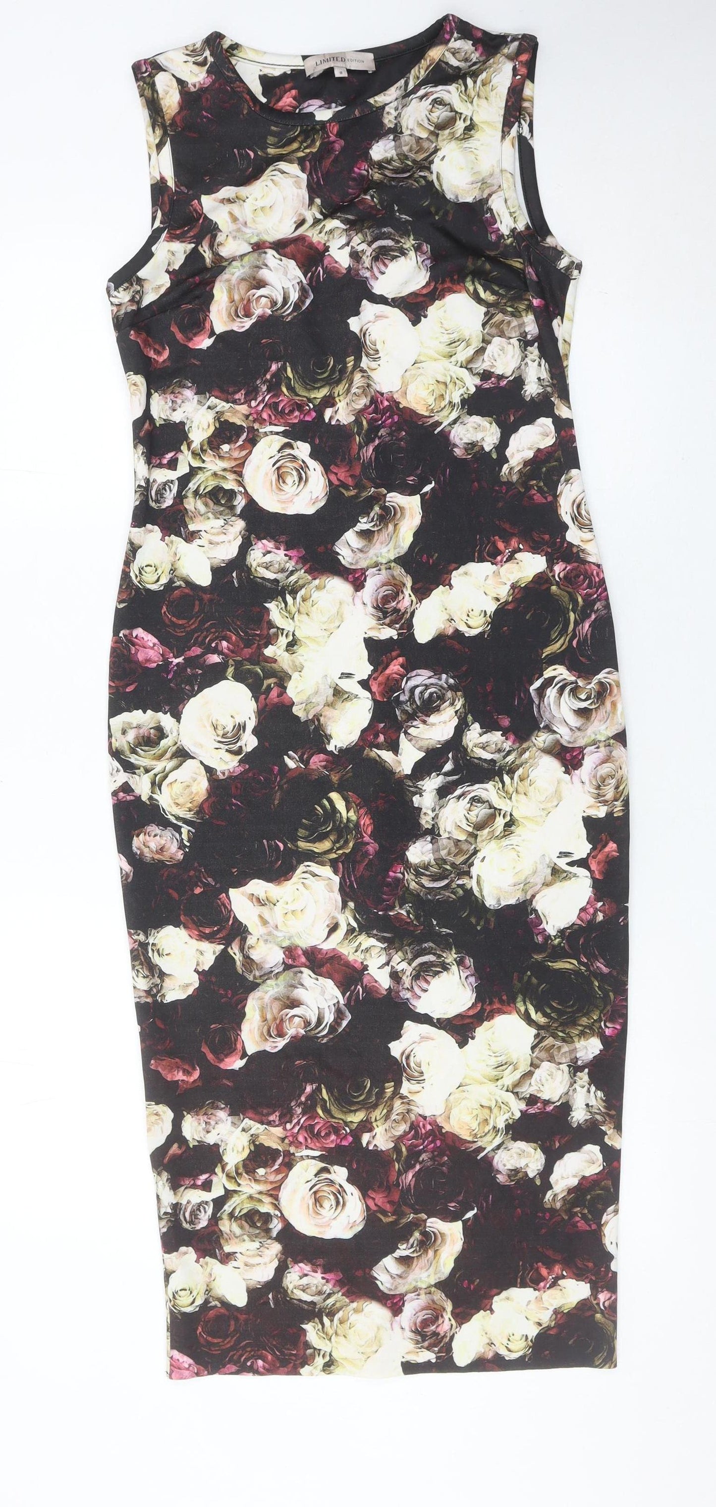 Marks and Spencer Women’s Multicoloured Floral Bodycon Midi Dress Size 8