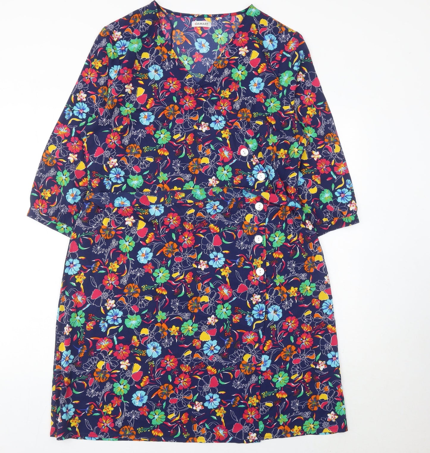 Damart Women’s Multicoloured Floral Wrap Dress Size 18 Knee Length