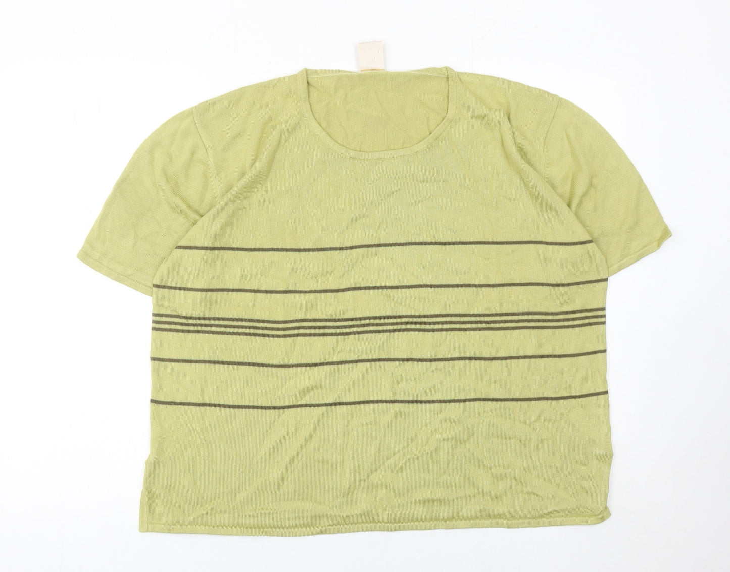 Elvi Womens Green Striped Knit Pullover Jumper Size 16