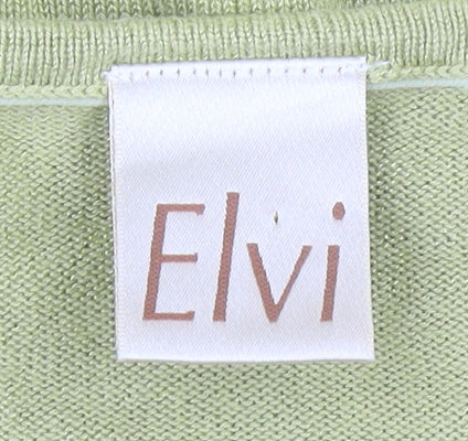 Elvi Womens Green Striped Knit Pullover Jumper Size 16