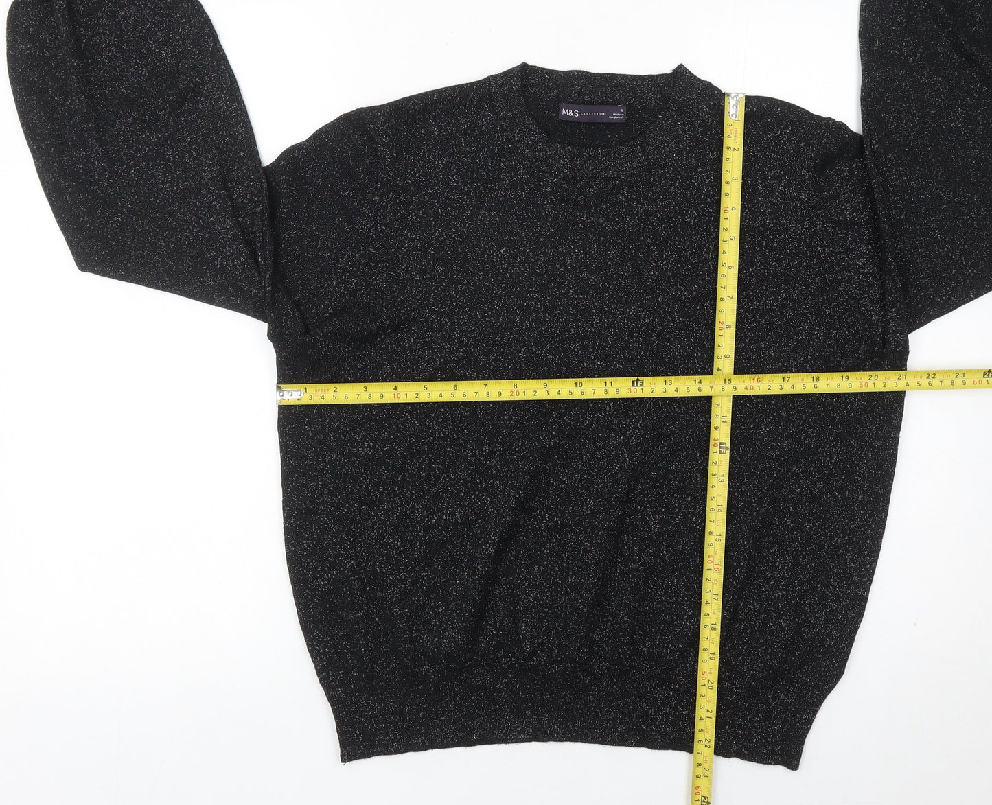Marks and Spencer Womens Black Glitter Pullover Jumper L