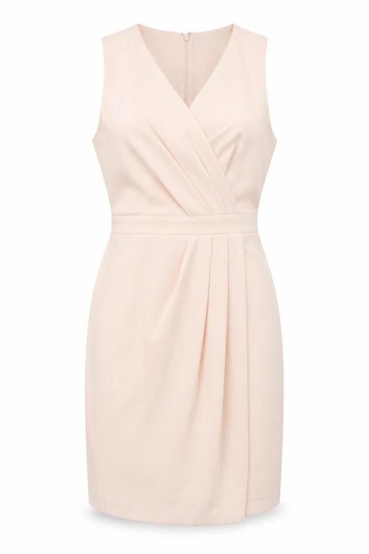 Club Monaco Women's Beige Size 8 Sheath Knee Length V-Neck Dress