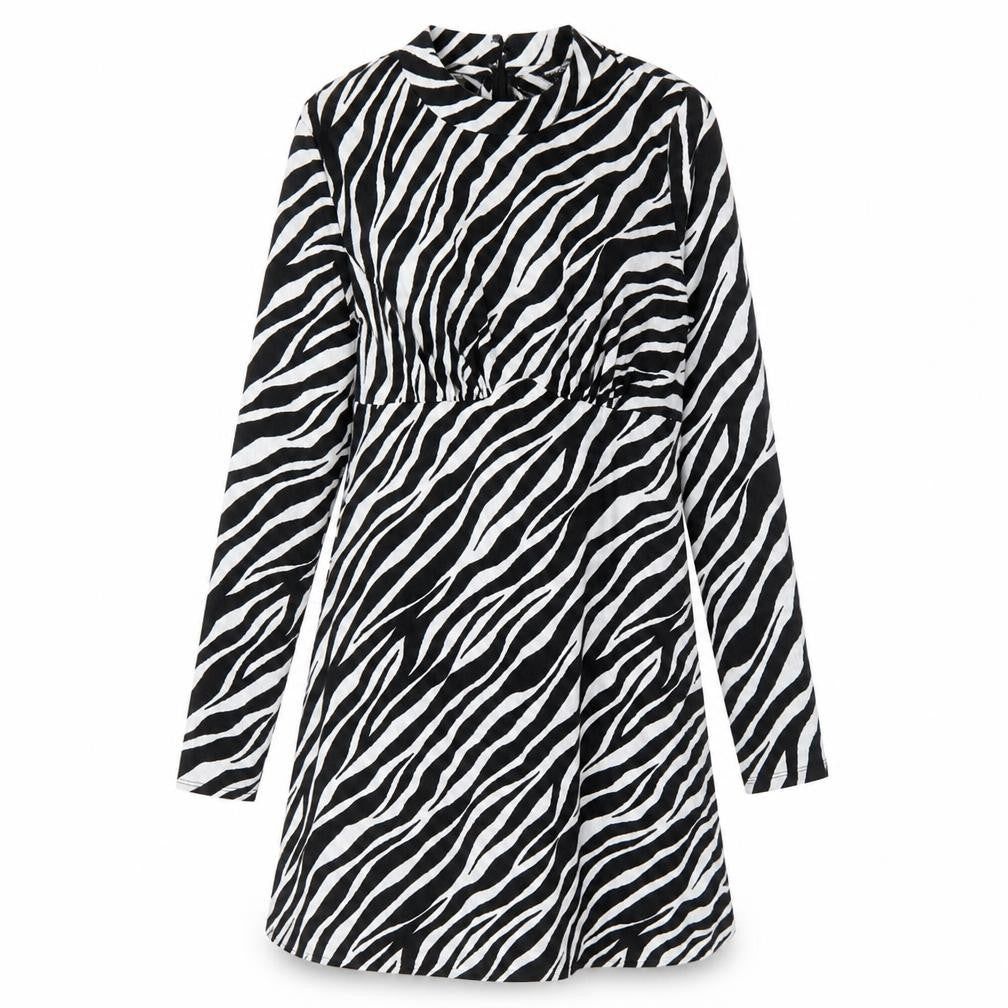 Pep&Co Women’s Black White Zebra Print A-Line Dress L 16-18