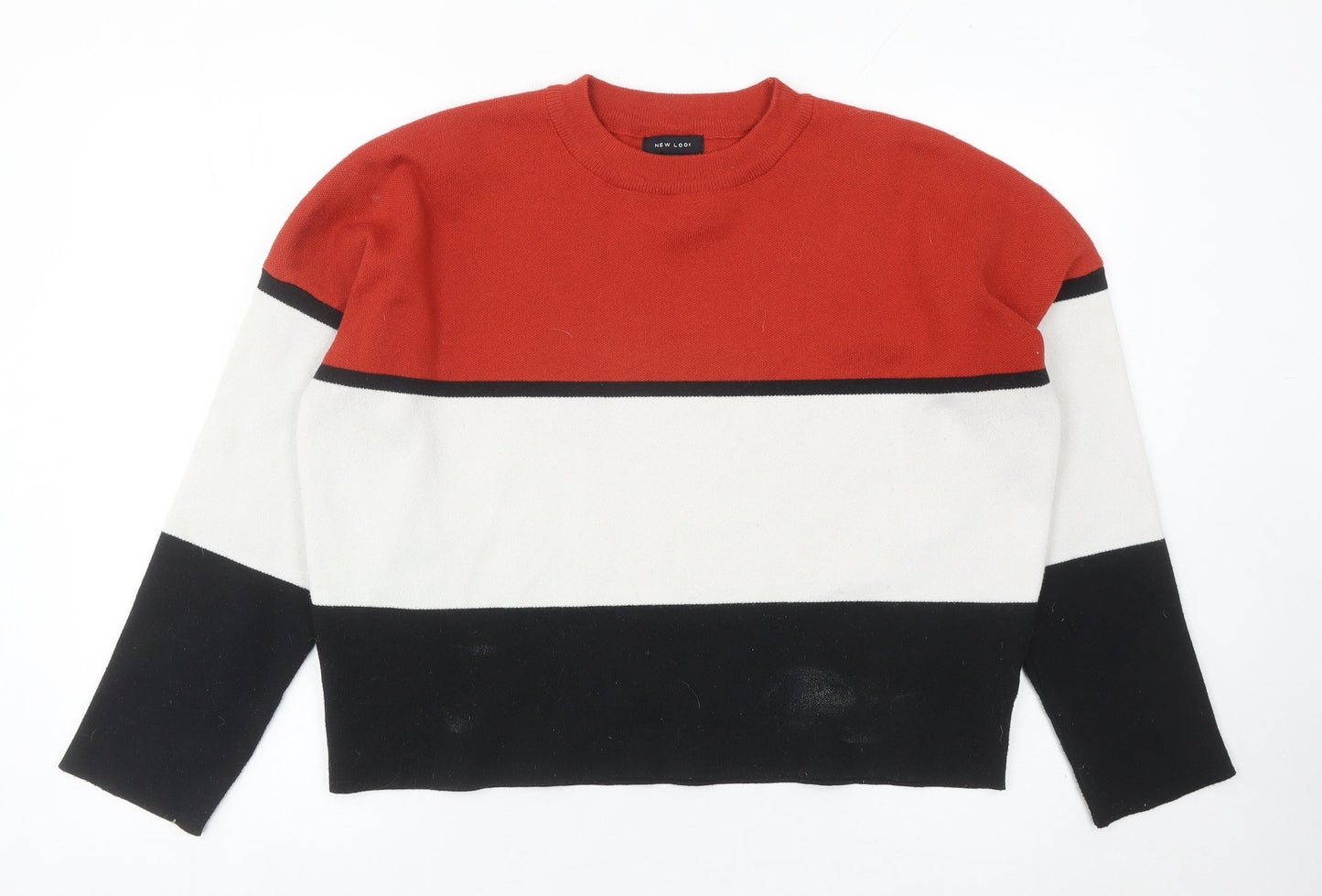 New Look Womens Red Black White Striped Pullover Jumper M