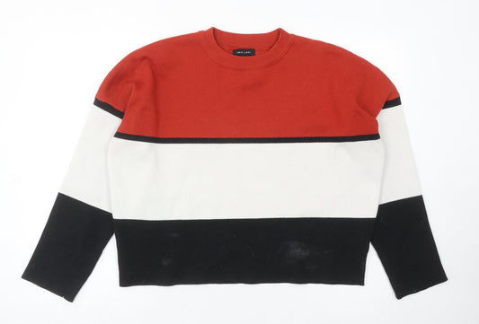 New Look Womens Red Black White Striped Pullover Jumper M