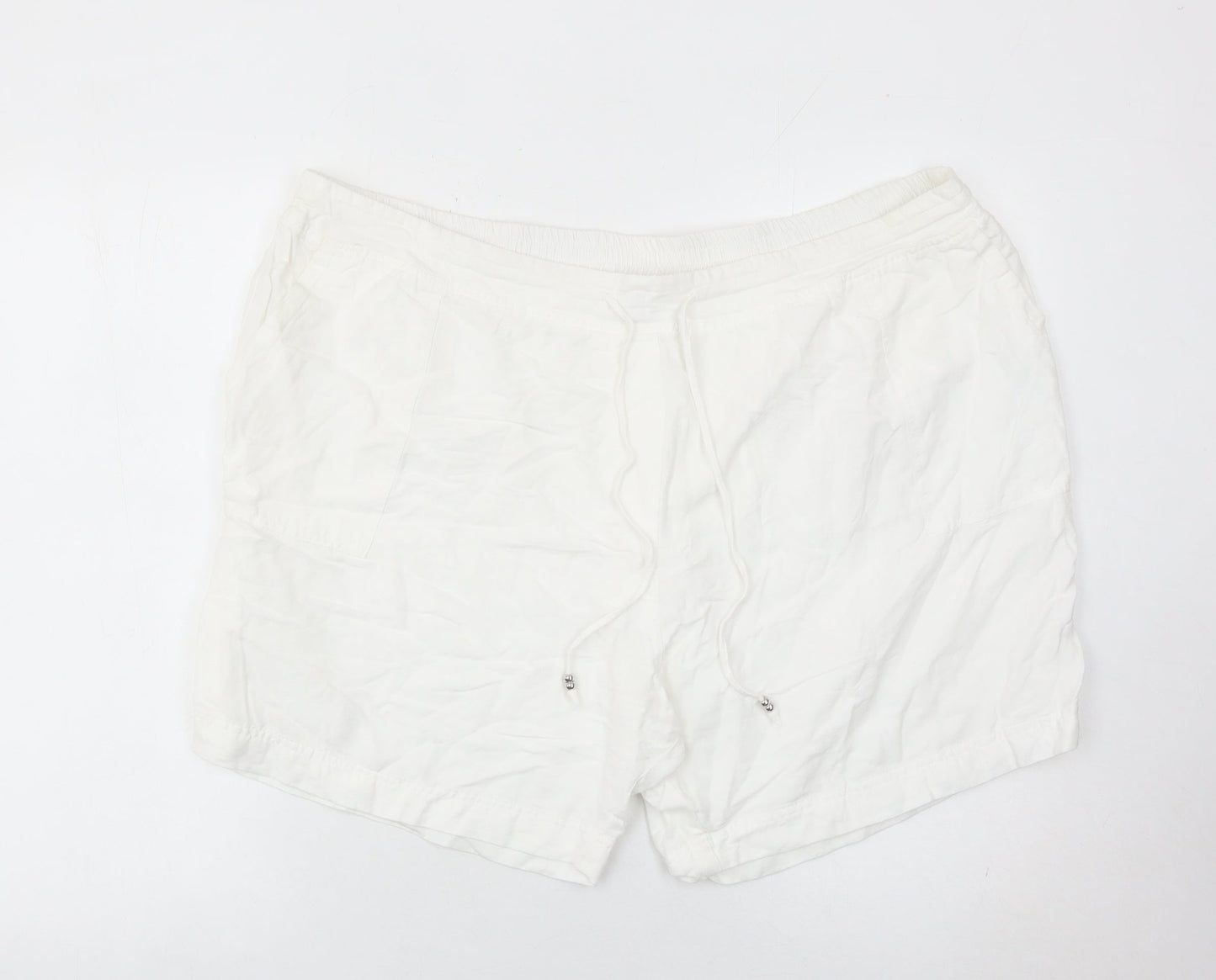 Julipa Womens White Plus Size 26 Regular Fit Drawstring Summer Shorts