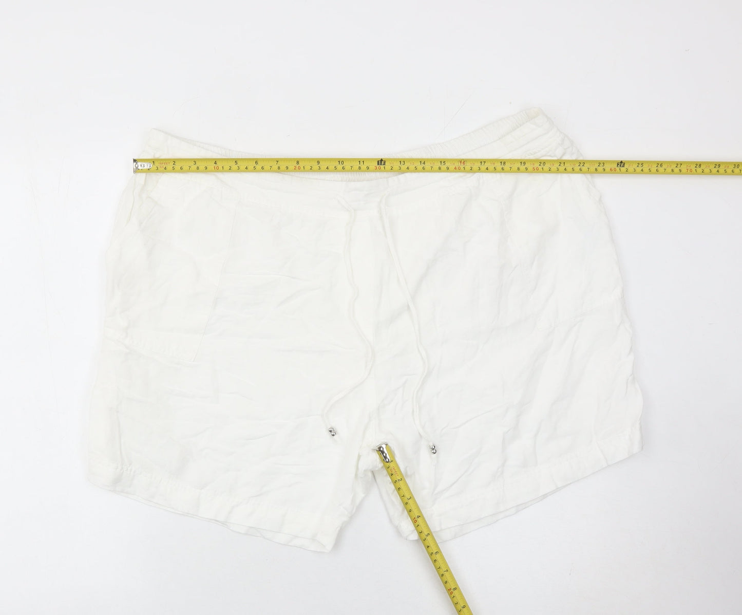 Julipa Womens White Plus Size 26 Regular Fit Drawstring Summer Shorts