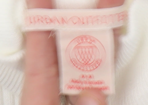 Urban Outfitters Women’s White Striped Mock Neck Slim Jumper Size S