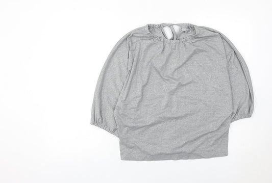 Oliver Bonas Womens Grey Glitter Tunic Blouse Size 6 Dolman Sleeve
