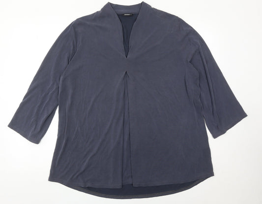 Roman Women’s Blue Size 18 Tunic Blouse 3/4 Sleeve V-Neck