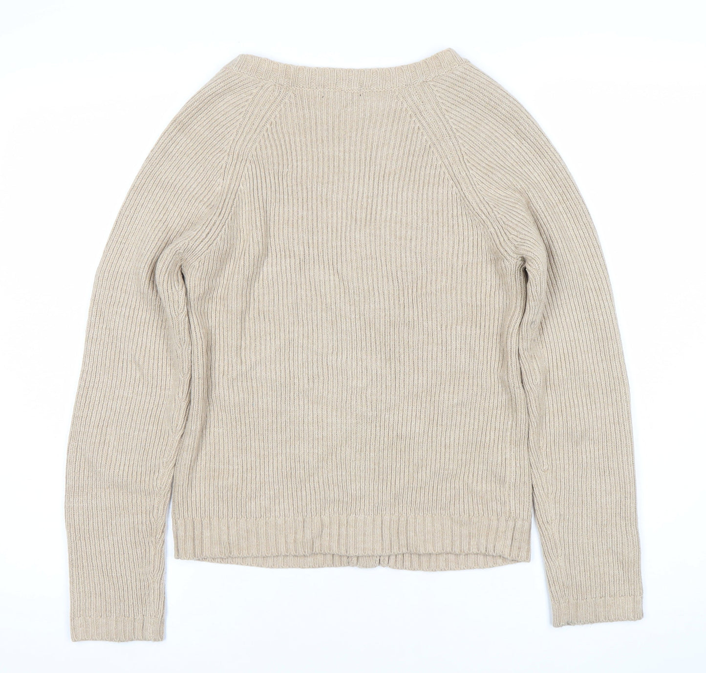 Marks and Spencer Women’s Beige Cardigan Size 12 Scoop Neck Knit