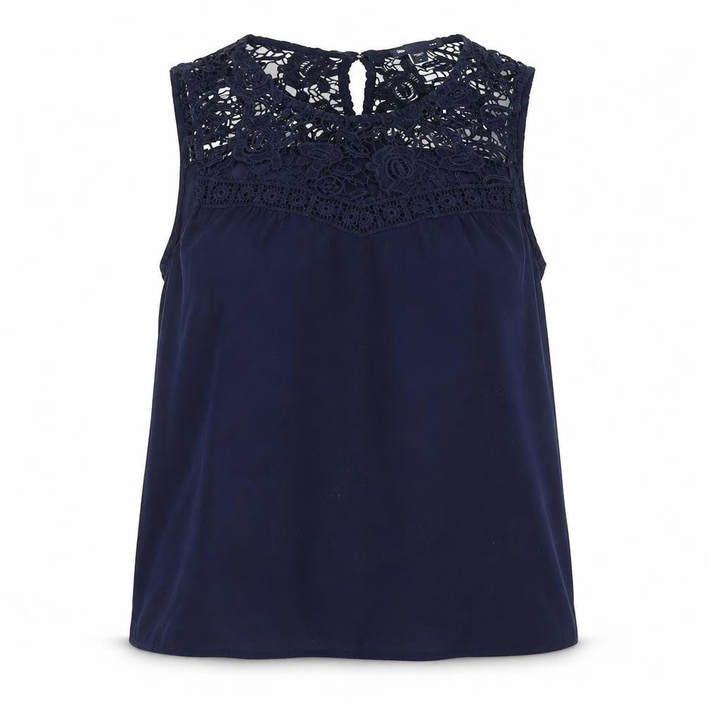 Gap Womens Blue Sleeveless Lace Blouse Top Size S
