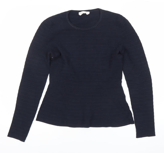 BOSS Womens Black Pullover Jumper M Slim Fit Round Neck Knit Top