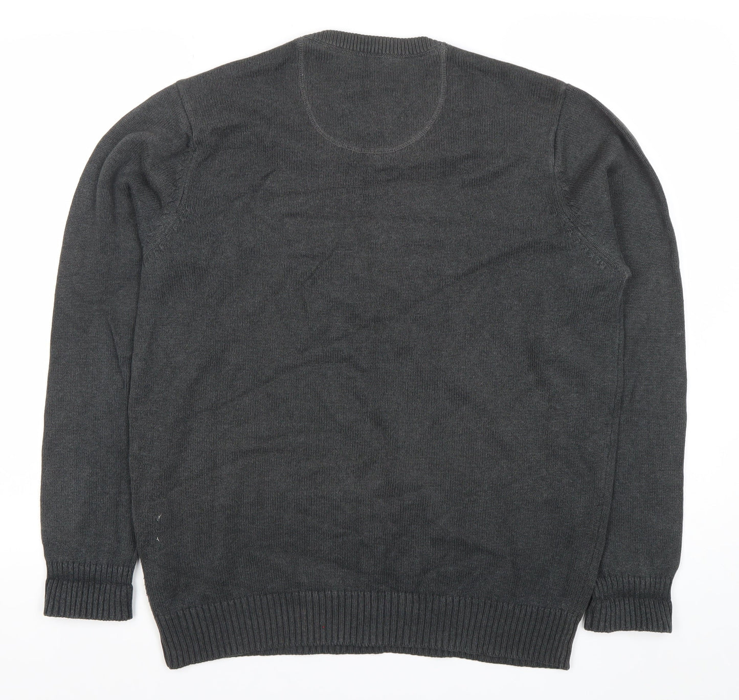Maine New England Mens Grey Cotton V-Neck Jumper Size M