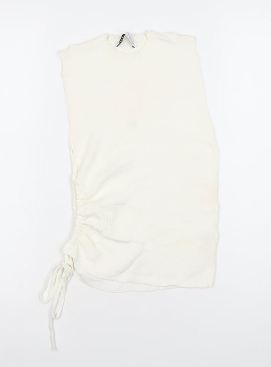 Zara Women’s Ivory Sleeveless Tank Top Size S Knit Slim Fit