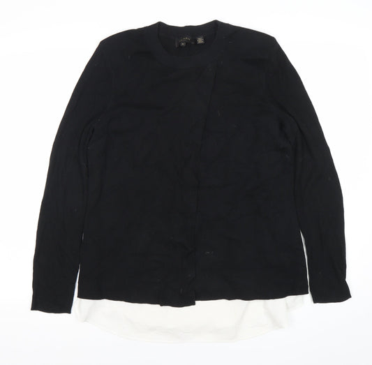Ted Baker Womens Black Jumper Size 12 Cotton Blend Crew Neck