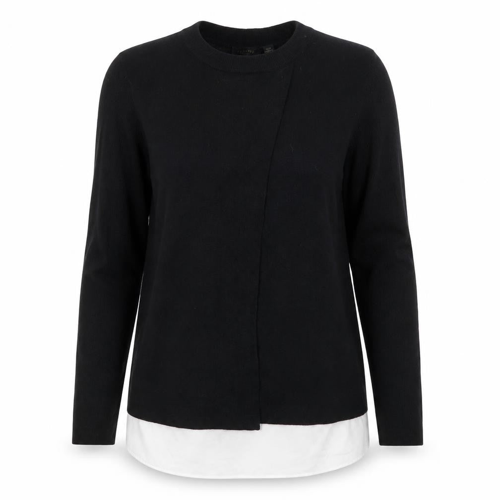 Ted Baker Womens Black Jumper Size 12 Cotton Blend Crew Neck