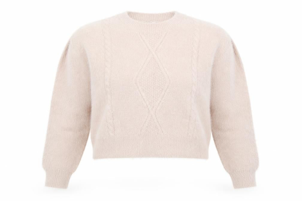 H&M Divided Women’s Pink Crew Neck Cable Knit Pullover Jumper Size S