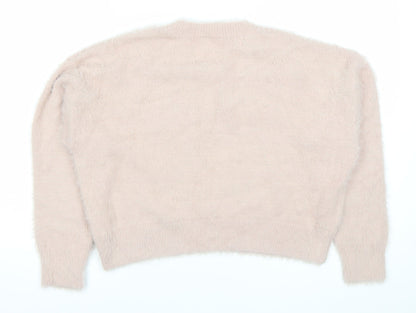 H&M Divided Women’s Pink Crew Neck Cable Knit Pullover Jumper Size S