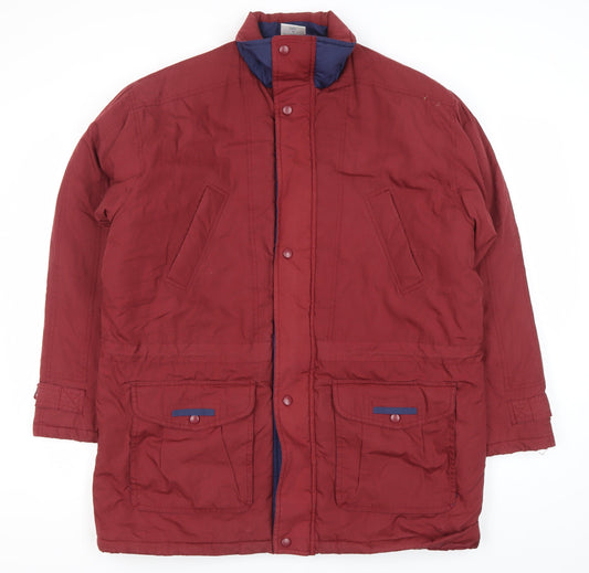 Premier Man Men’s Red Parka Jacket Size M Polyester Cotton