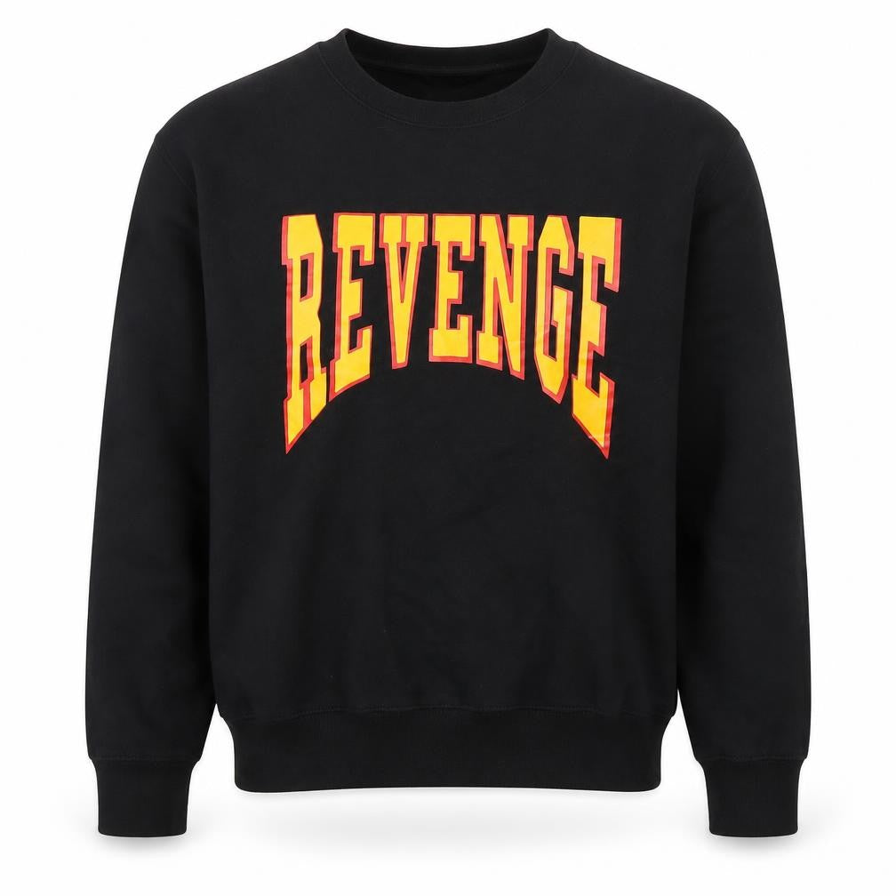 Famona Mens Black Small Pullover Sweatshirt Crew Neck Graphic Logo