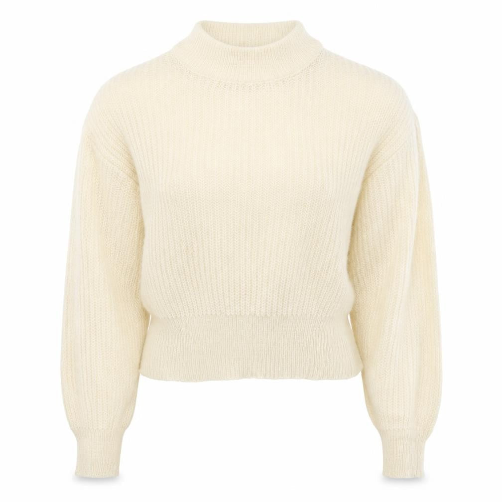 Brave Soul Women’s Ivory Chunky Knit Pullover Jumper S Mock Neck