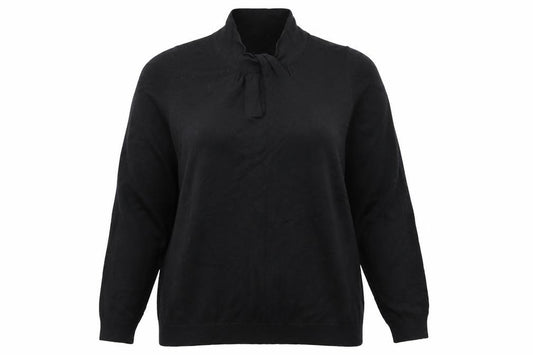 Marks and Spencer Women Black Size 14 Long Sleeve Tie Neck Blouse