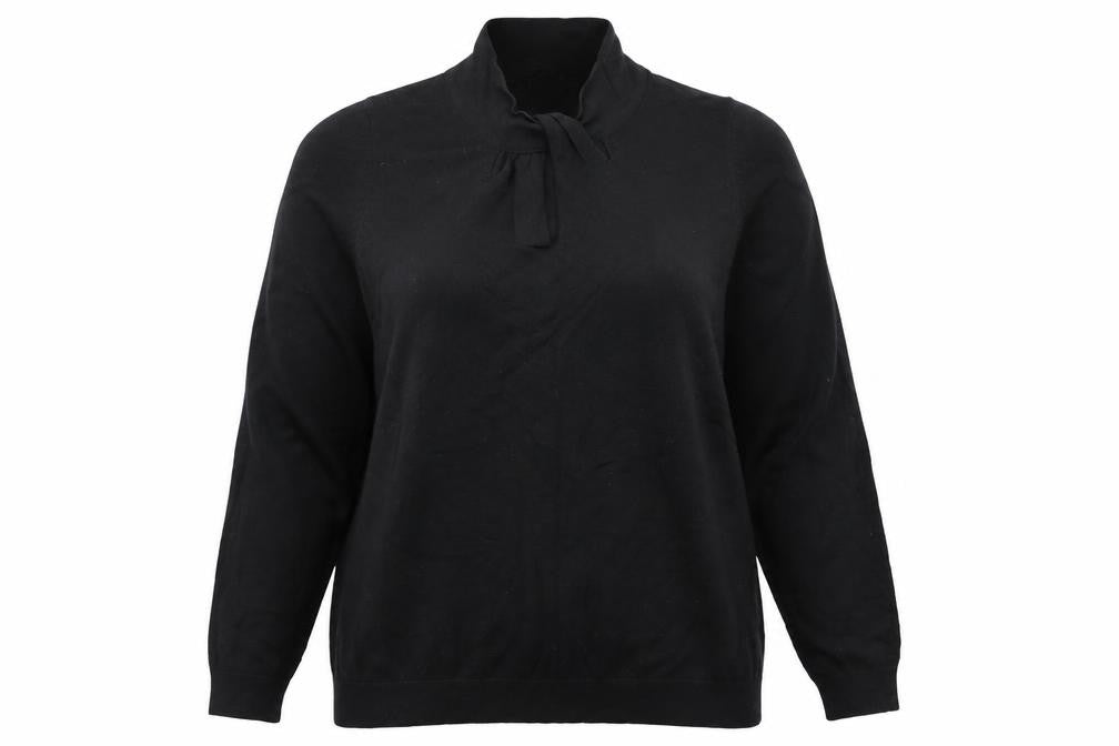Marks & Spencer Women Black Size 14 Long Sleeve Tie Neck Blouse