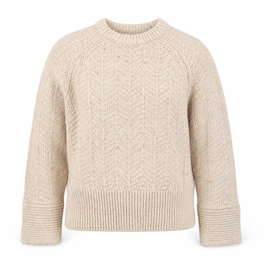 H&M Womens Beige Chunky Knit Wool Blend Pullover Jumper XS