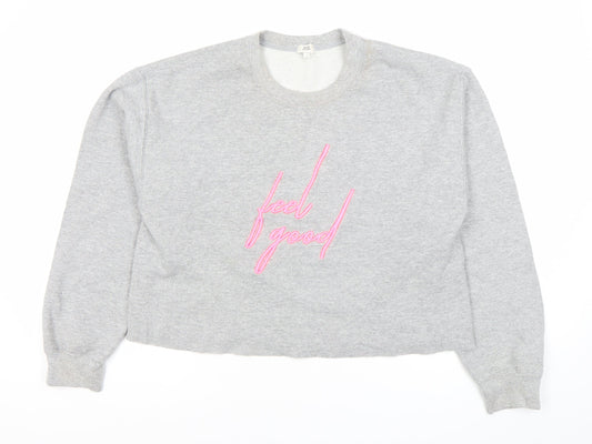 River Island Women’s Grey Embroidered Pullover Sweatshirt Size S