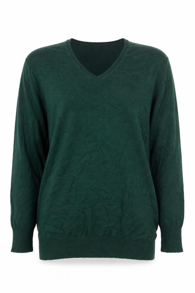 Mango Women’s Green V-Neck Long Sleeve Pullover Jumper Size S