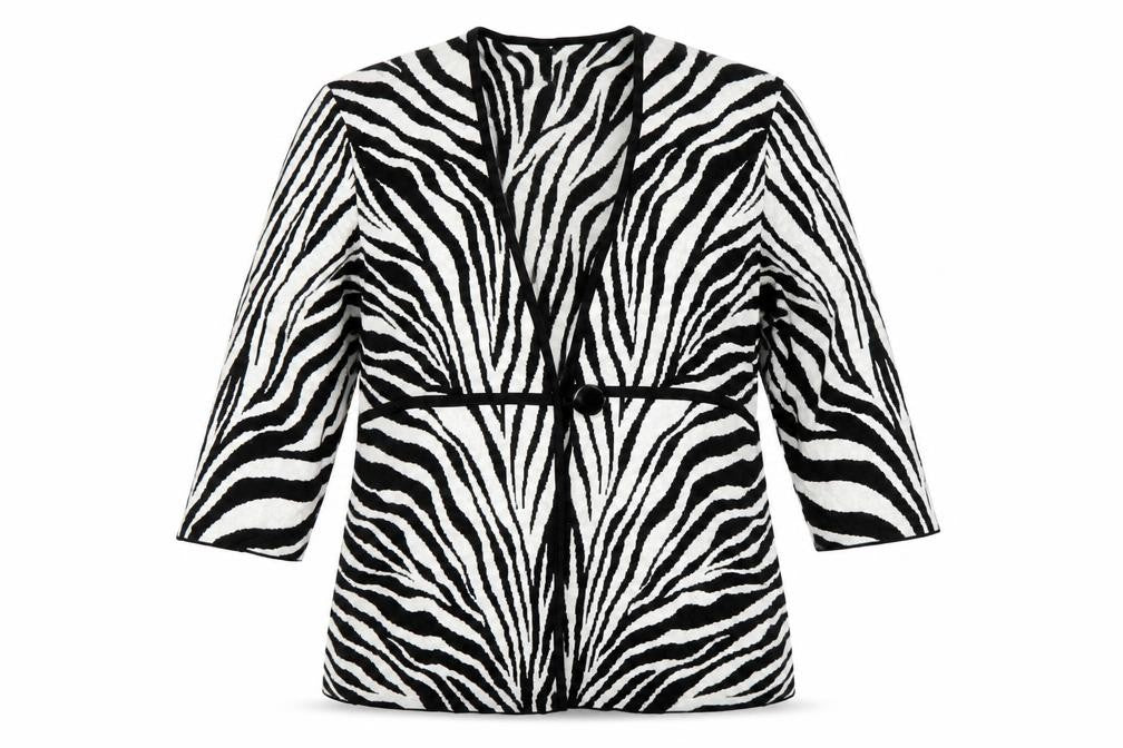 A. Giannetti Women’s 2XL Black White Zebra Print Cotton Cardigan