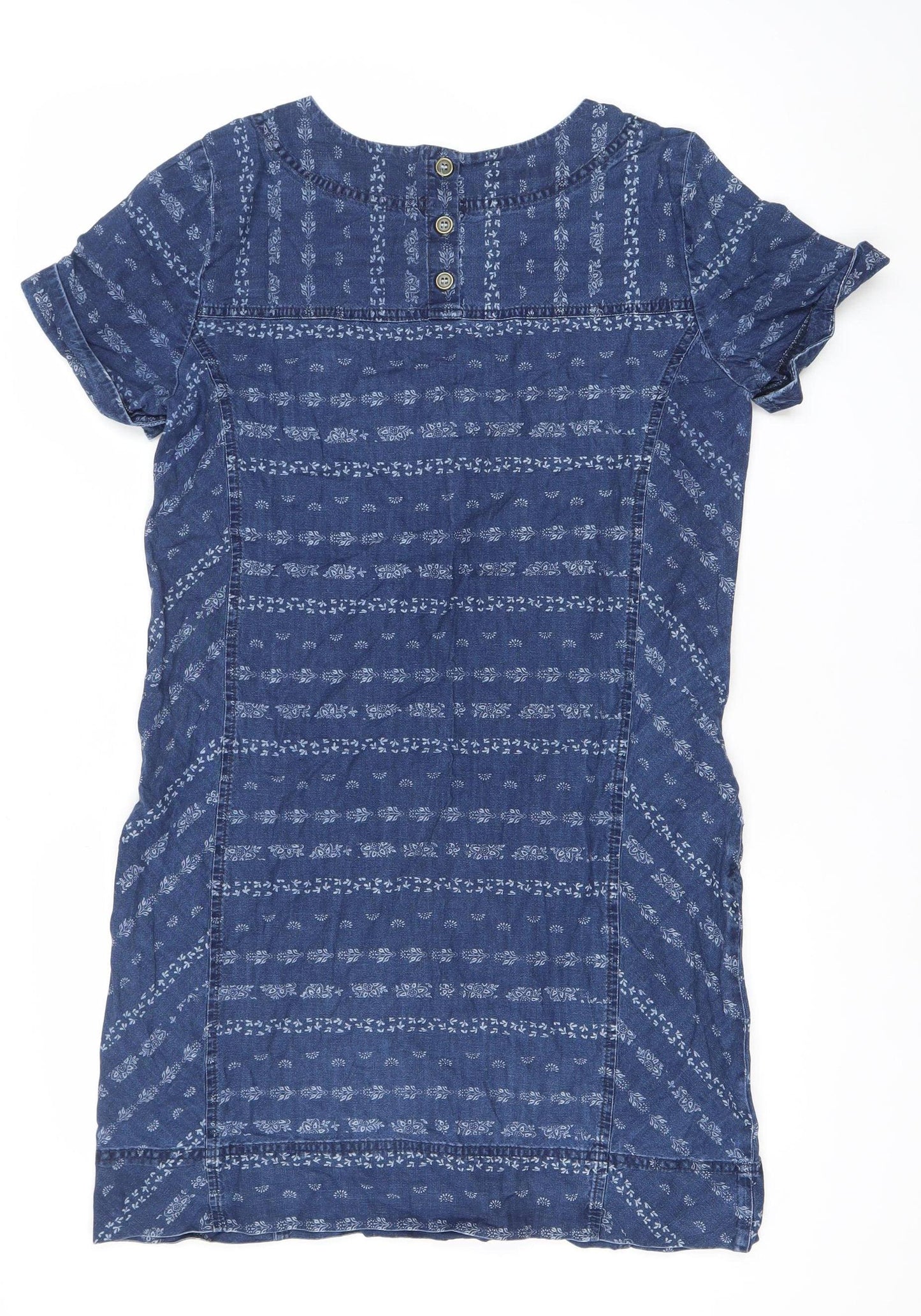 Laura Ashley Women’s Blue Floral Shift Dress Size 12 Boho Casual