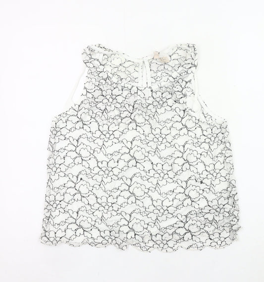 H&M Women White Floral Lace Sleeveless Blouse Size 12