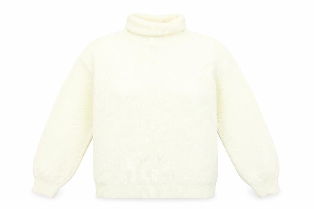 Vila Women White Roll Neck Knit Jumper L Long Sleeve Pullover