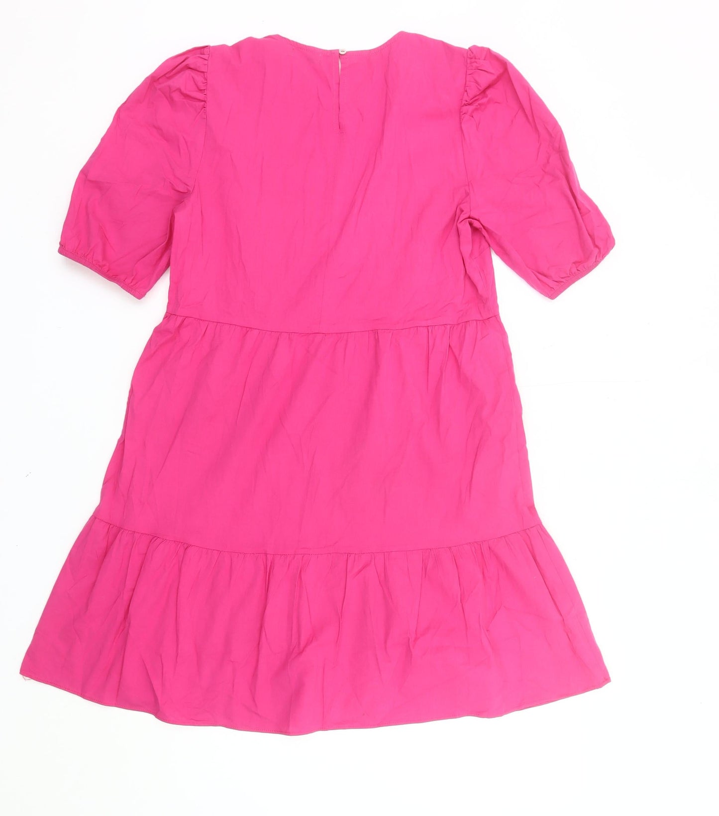 Stradivarius Women’s Pink Knee Length Puff Sleeve Shift Dress UK 10