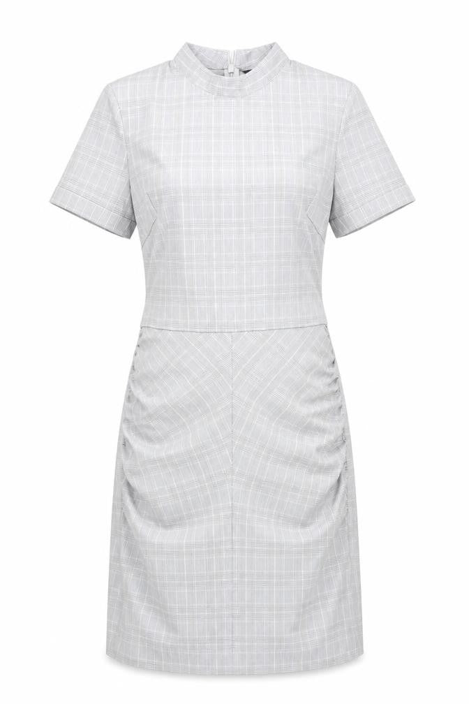 Zara Women Grey Check Sheath Dress Size 12 Short Sleeve Work