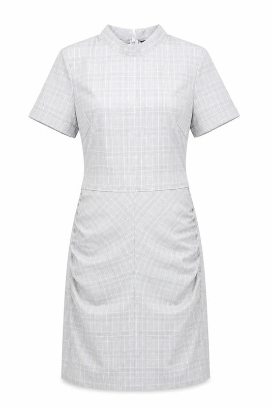 Zara Women Grey Check Sheath Dress Size 12 Short Sleeve Work