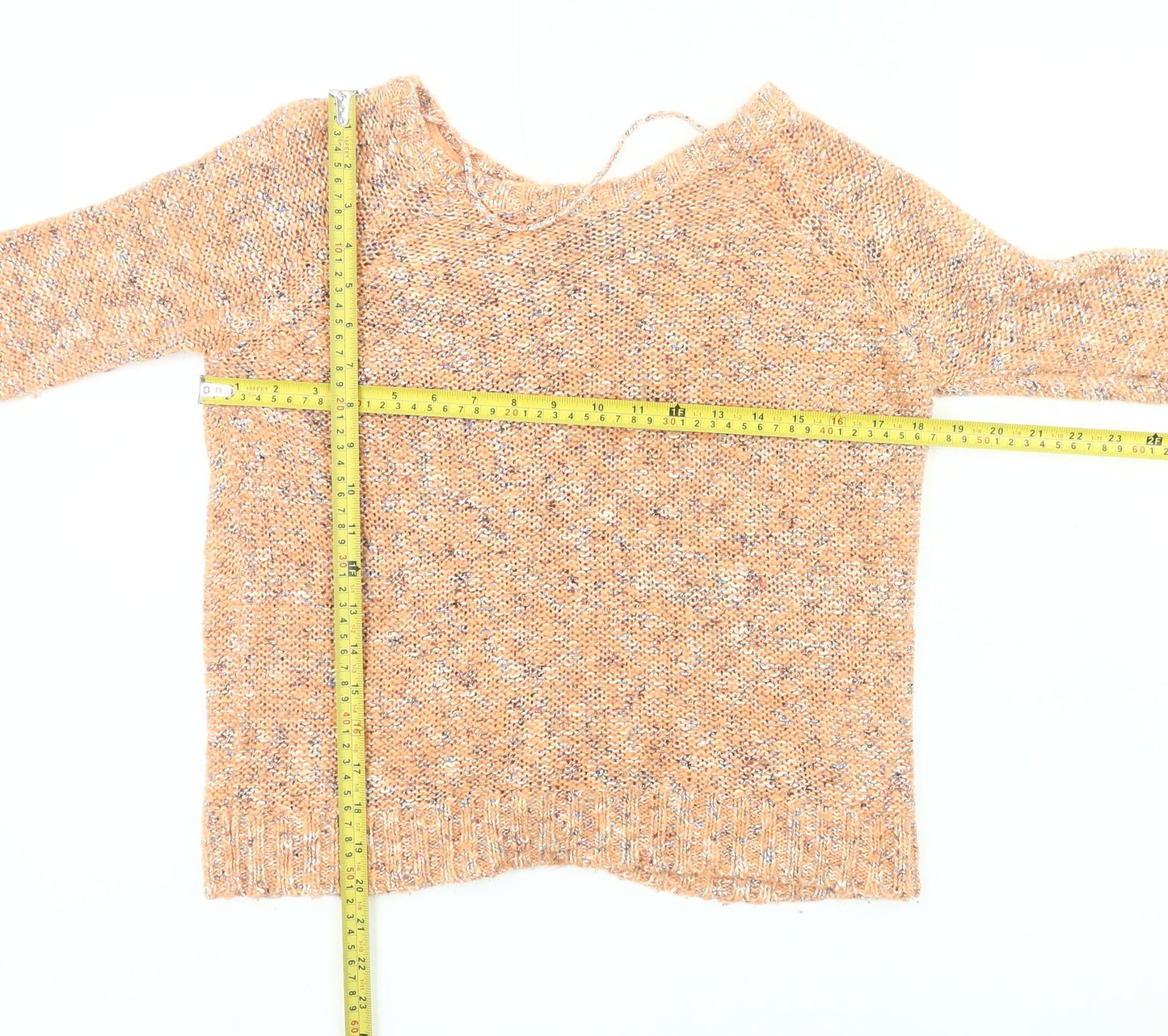 Vero Moda Womens Orange Chunky Knit Jumper XS Scoop Neck Long Sleeve