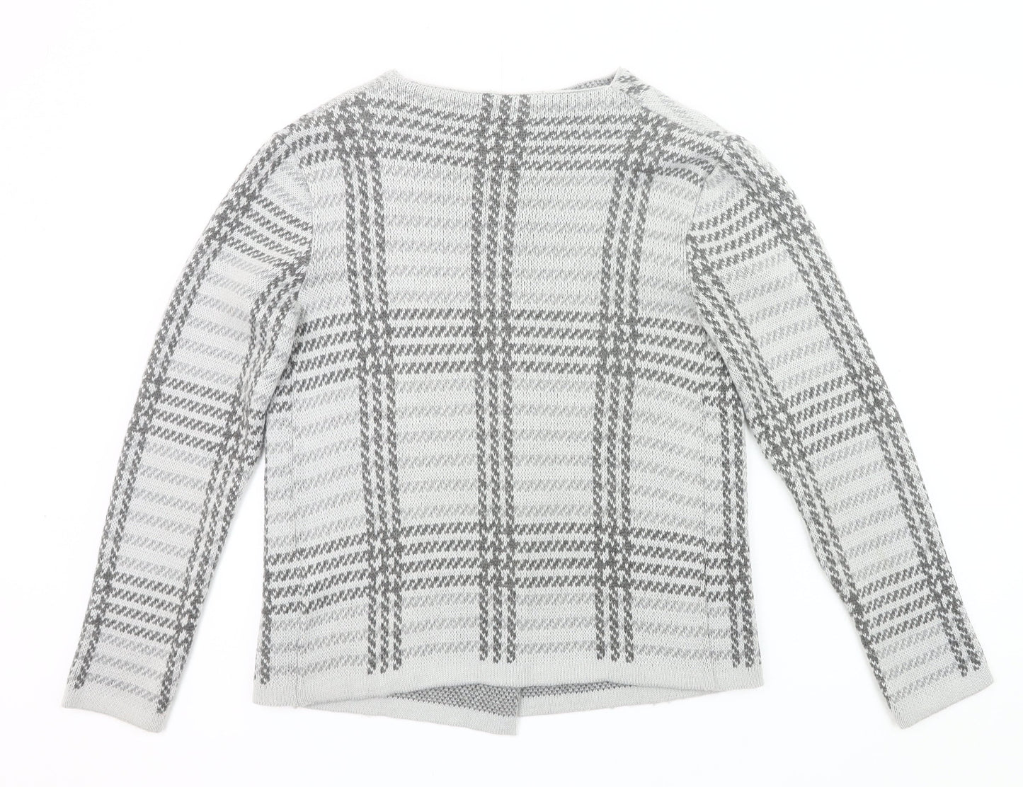 Debenhams Women Grey Checked Cardigan Size 14 Long Sleeve Acrylic