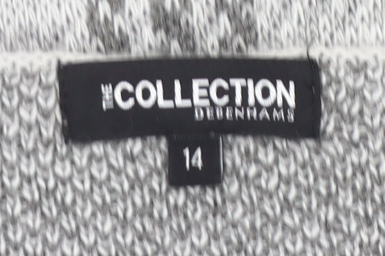 Debenhams Women Grey Checked Cardigan Size 14 Long Sleeve Acrylic