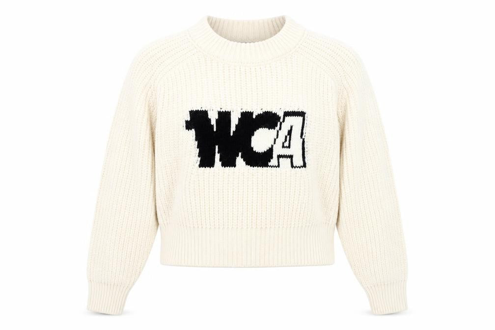 ASOS Design Women’s Ivory Logo Pullover Jumper UK 10 Chunky Knit
