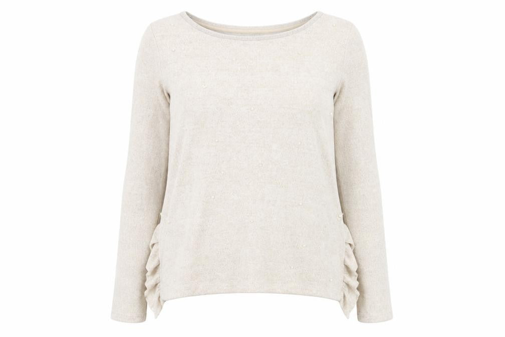 Next Petite Women's Beige Pullover Jumper Size 16P Beaded Knit