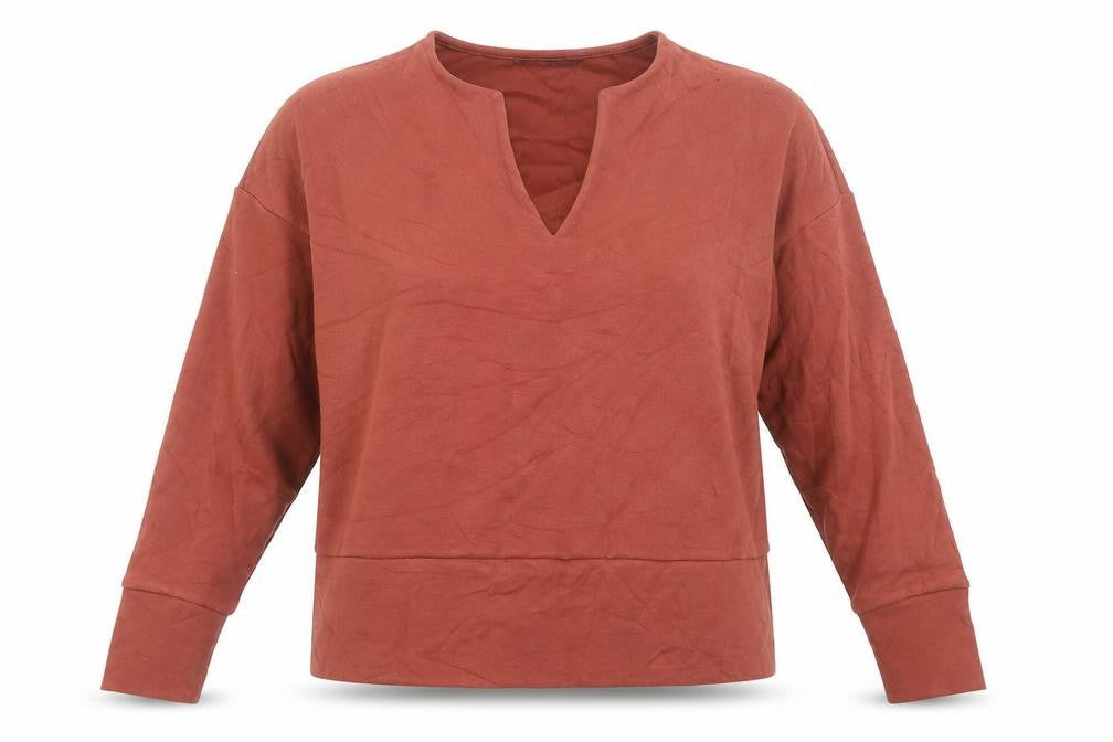 Next Women's Brown V-Neck Long Sleeve Jersey Blouse Size 12