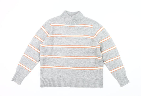 Dorothy Perkins Women’s Grey Striped Mock Neck Jumper Size 12