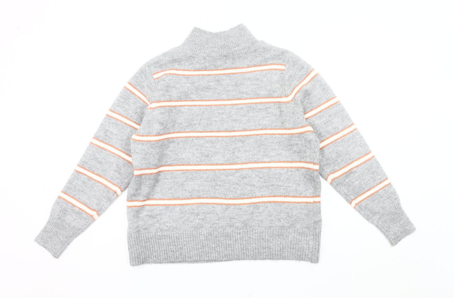 Dorothy Perkins Women’s Grey Striped Mock Neck Jumper Size 12