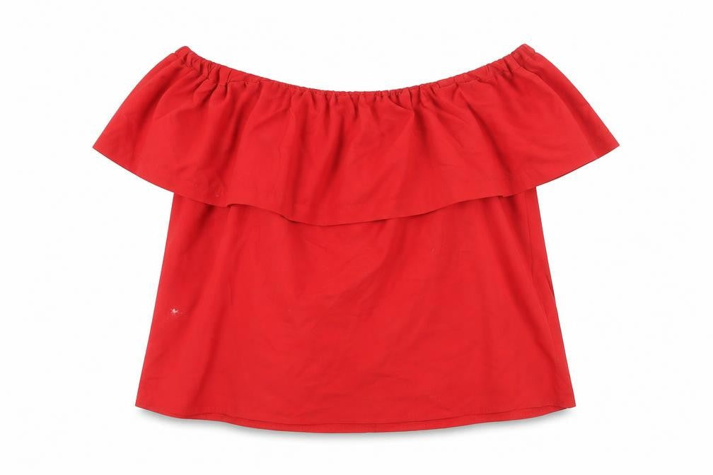 Topshop Women’s Red Off Shoulder Blouse UK 6 Summer Casual