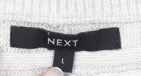 Next Womens Striped Crew Neck Jumper L Green Blue Pink Knitwear
