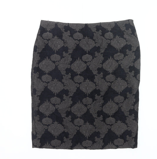 Jigsaw Women’s Black Jacquard Pencil Skirt Size 12 Workwear