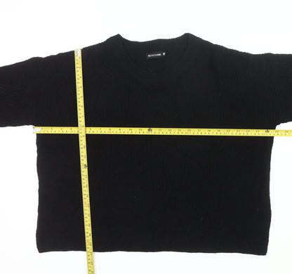 PRETTYLITTLETHING Women's Black Chunky Knit Pullover Jumper Size M